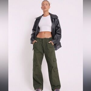 Motel Green Utility Cargo Pants | Size XS | Y2K Vibes Wide Leg